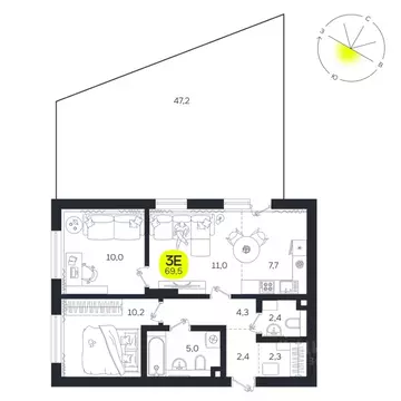 3-к кв. Свердловская область, Екатеринбург Южная Ботаника жилрайон, ...