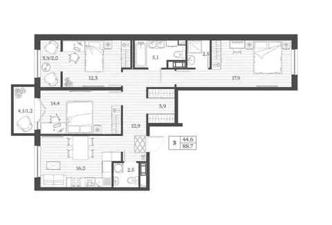3-к кв. Дагестан, Дербент ул. Сальмана (88.7 м)