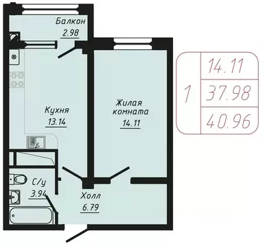 1-к кв. Ставропольский край, Кисловодск ул. Фоменко (40.96 м)