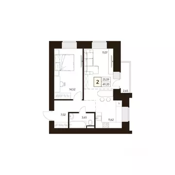 2-к кв. Башкортостан, Уфа ул. Жуковского, 19А (51.06 м)