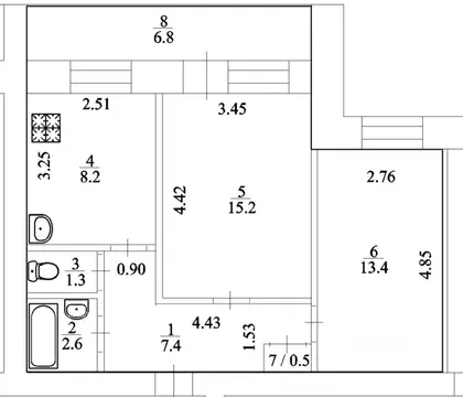 2-к кв. Башкортостан, Уфа ул. Менделеева, 9 (48.6 м)