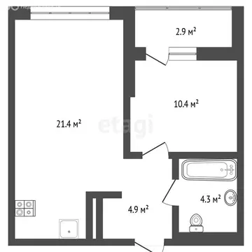 1-комнатная квартира: Тюмень, улица Василия Подшибякина, 7 (41 м)