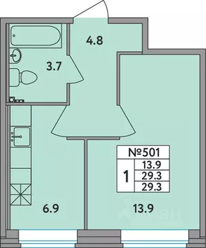 1-к кв. Ленинградская область, Всеволожский район, д. Новое Девяткино ...