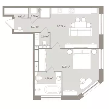 2-к кв. Москва 1-й Можайский туп., 8Ас15 (60.33 м)