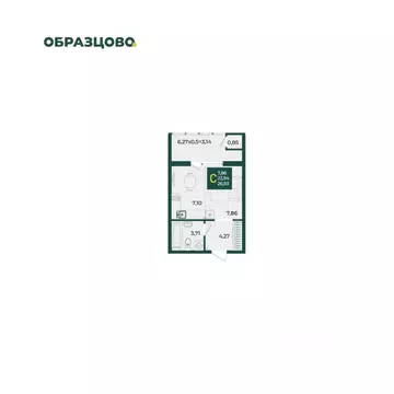 Студия Краснодарский край, Краснодар Образцово мкр,  (26.93 м)