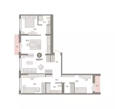 3-комнатная квартира: Екатеринбург, жилой район Сортировочный, ...