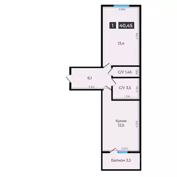 1-к кв. Ставропольский край, Ставрополь ул. Южный обход, 53В (40.25 м)