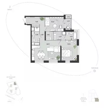 2-к кв. Тульская область, Тула ул. Фридриха Энгельса, 74 (89.17 м)
