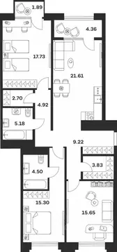 3-к кв. Тульская область, Тула ул. Болотникова, 4 (106.89 м)