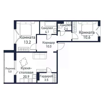 2-к кв. Челябинская область, Челябинский городской округ, пос. ...