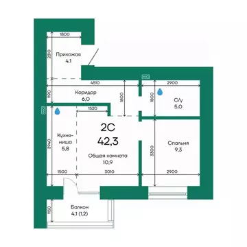 2-к кв. Алтайский край, Барнаул Просторная ул., 390к1 (42.3 м)