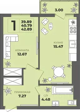 1-к кв. Калининградская область, Калининград ул. Генерала Толстикова, ...