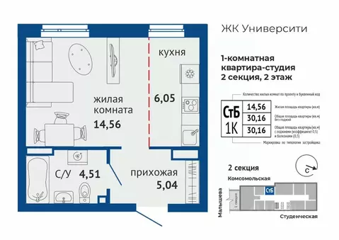 1-к кв. Свердловская область, Екатеринбург Втузгородок жилрайон,  ...