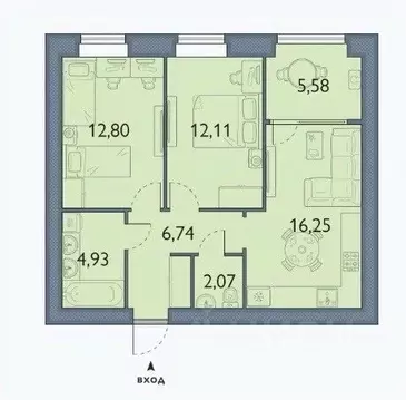 2-к кв. Брянская область, Брянский район, пос. Мичуринский, ...