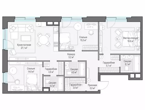 3-комнатная квартира: Москва, ЦАО, Тверской район, ЖК Ильинка 3/8 ...
