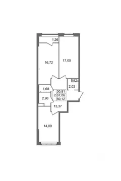 2-к кв. Волгоградская область, Волгоград Логовская ул. (69.12 м)