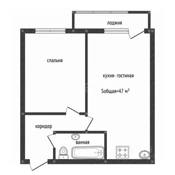1-к кв. Башкортостан, Уфа ул. Софьи Перовской, 22 (47.0 м)
