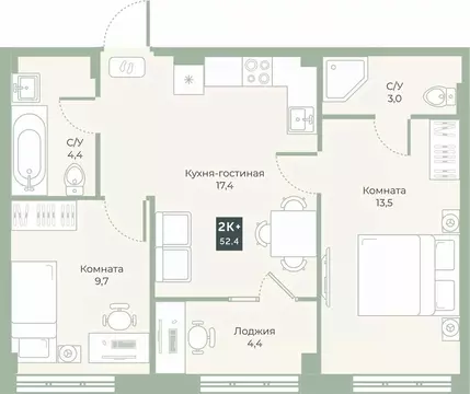 2-к кв. Курганская область, Курган Заозерный жилрайон, 6А мкр, ул. ...