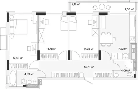 3-комнатная квартира: Малое Исаково, Первая улица, 1к4 (90.2 м)