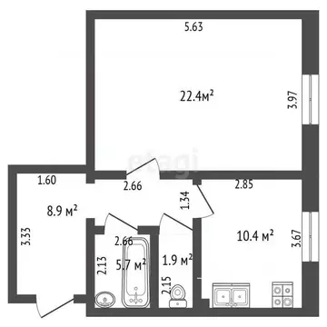 1-к кв. Ямало-Ненецкий АО, Новый Уренгой ул. Нефтяников, 16 (49.3 м)
