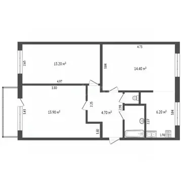 3-к кв. Вологодская область, Вологда ул. Маяковского, 24 (56.5 м)
