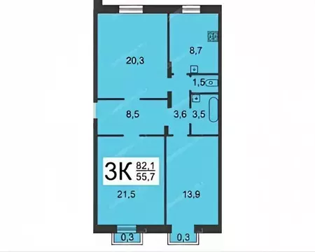 3-к кв. Московская область, Чехов ул. Гагарина, 35 (80.0 м)
