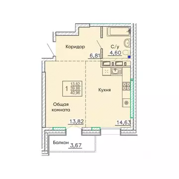 1-к кв. Бурятия, Улан-Удэ Энергетик мкр,  (40.96 м)