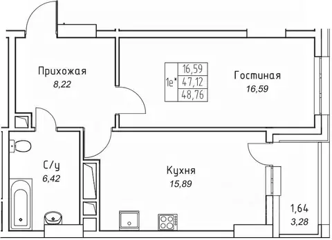 1-к кв. Саха (Якутия), Якутск 11-й кв-л,  (48.76 м)
