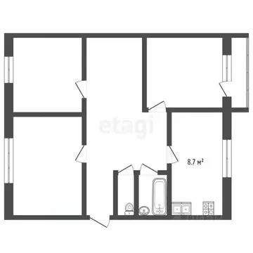 3-к кв. Тамбовская область, Тамбов бул. Энтузиастов, 1Д (62.5 м)