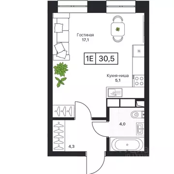 Студия Московская область, Пушкино Пушкино Град жилой комплекс, к2 ...