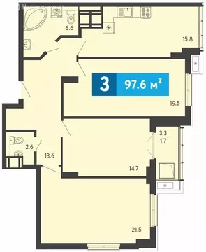 3-комнатная квартира: Засечное, Прибрежный бульвар, 5 (97.6 м)