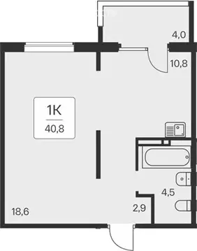 1-комнатная квартира: Новосибирск, квартал на Игарской (36.8 м)