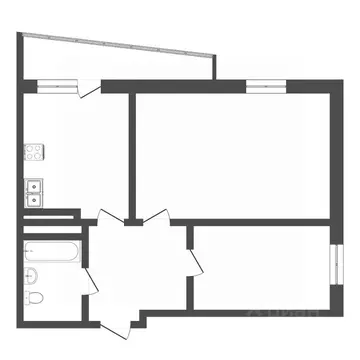 2-к кв. Тюменская область, Тюмень ул. Газовиков, 49 (43.7 м)