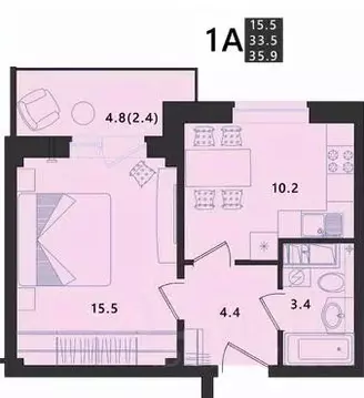 1-к кв. Псковская область, Псковский район, Завеличенская волость, д. ...