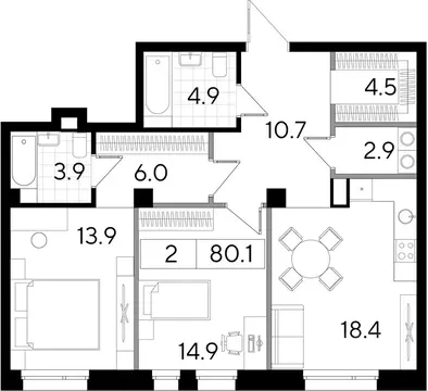 Свободной планировки кв. Пермский край, Пермь Пермская ул., 86 (80.18 ...