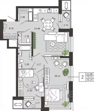 2-к кв. Тульская область, Тула ул. Фридриха Энгельса, 74 (81.25 м)