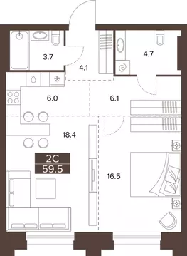 2-к кв. Алтайский край, Барнаул Социалистический просп., 97 (59.5 м)