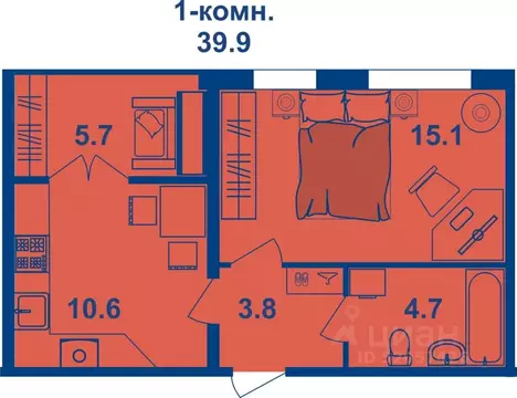 1-к кв. Костромская область, Кострома Магистральная ул., 71 (39.9 м)