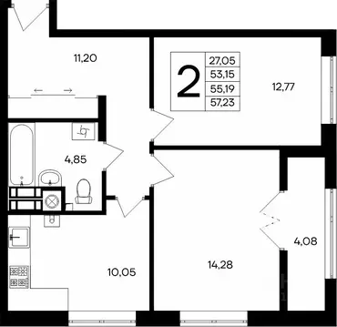 2-к кв. Крым, Евпатория Сезоны жилой комплекс (57.23 м)