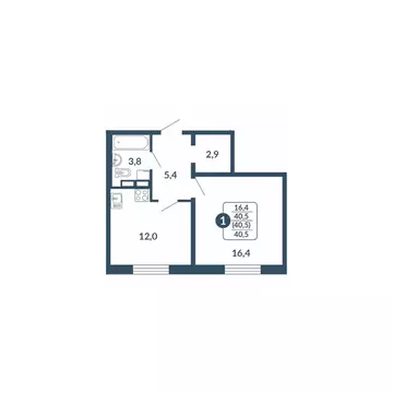 1-к кв. Кировская область, Киров Скандинавия жилой комплекс (40.5 м)