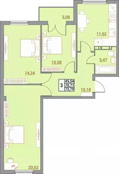 3-к кв. Волгоградская область, Волгоград Удмуртская ул., 75 (73.79 м)