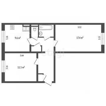 2-к кв. Ямало-Ненецкий АО, Муравленко Пионерская ул., 26 (50.9 м)