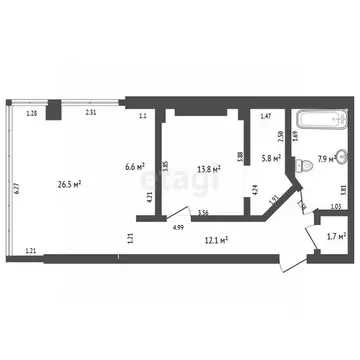 2-к кв. Пермский край, Пермь ул. Окулова, 18 (74.4 м)
