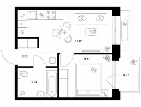 1-комнатная квартира: Улан-Удэ, Советская улица, 6/2 (31.79 м)