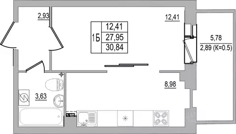 1-к кв. Псковская область, Псков ул. Юности, 32 (30.84 м)