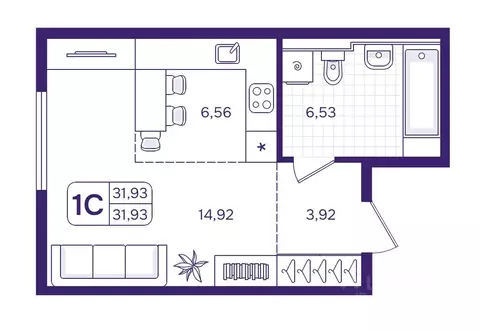 Студия Приморский край, Владивосток ул. Борисенко (31.93 м)