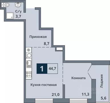 1-к кв. Курганская область, Курган ул. Коли Мяготина, 168 (44.7 м)