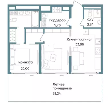 2-комнатная квартира: Республика Крым, Саки, курортный кластер Темпо ...