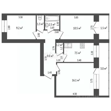 3-к кв. Мордовия, Саранск ул. Полежаева, 120 (57.3 м)