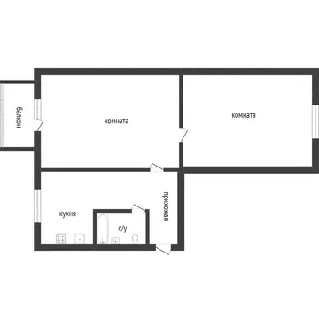 2-комнатная квартира: Комсомольск-на-Амуре, улица Аллея Труда, 54 ...